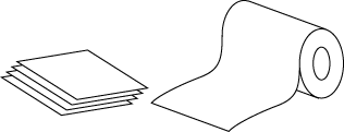 「枚葉方式」の紙（左）と「輪転方式」の紙（右）